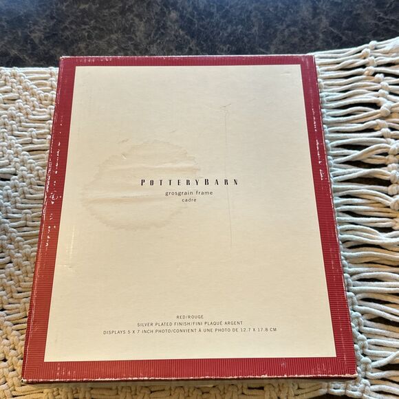 New Pottery Barn Polished Silver & Red Grosgrain Frame‎ Displays 5 X 7 Photo - Picture 5 of 6